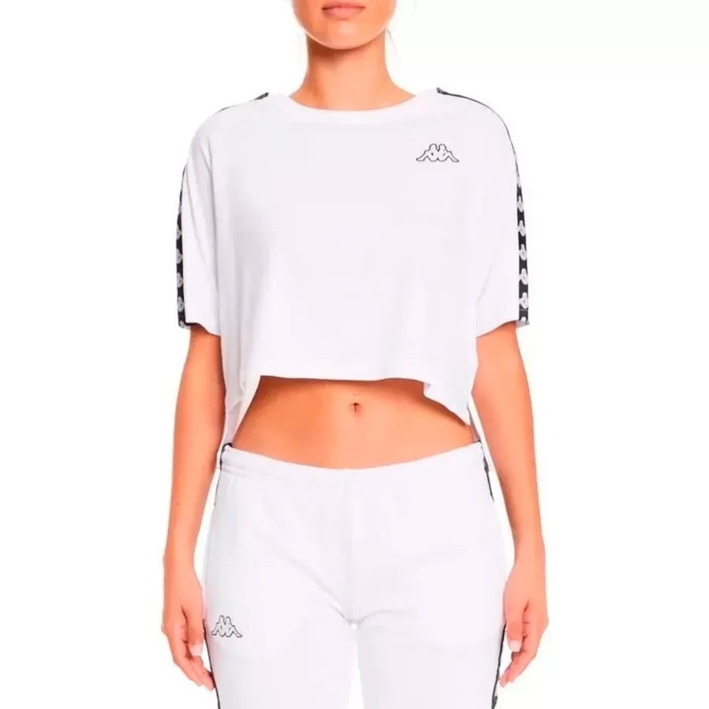 Kappa cropped white black t shirt